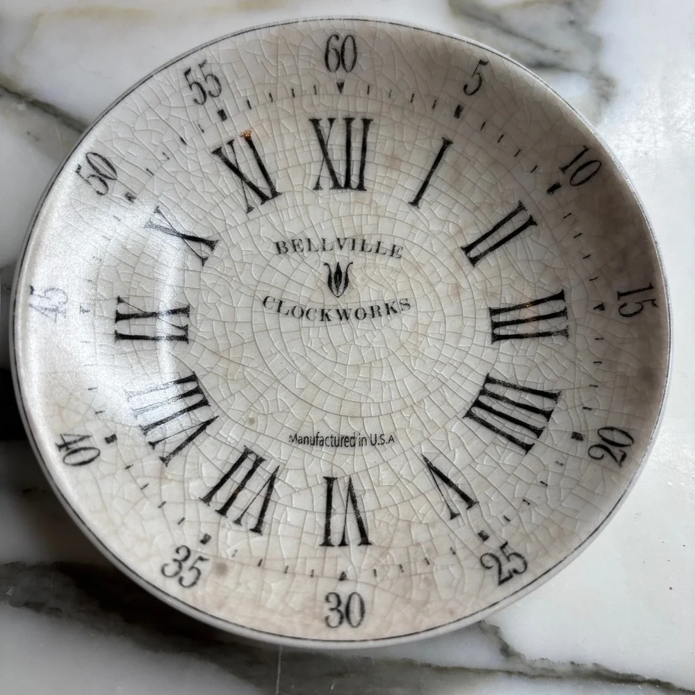 Pottery Barn Tabletop Vintage Style Clock Face Dipping Bowls Cream Black 4 Set